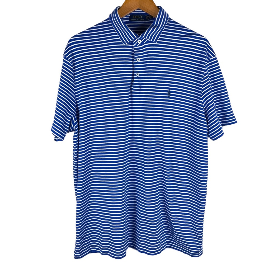 Polo Ralph Lauren Blue Label 100% Cotton Blue & White Striped Polo Size XXL/TTG